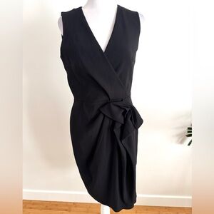 PAULE KA Black side rushing sleevlees sheath Dress size 8